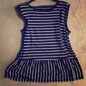 Peplum black and white top